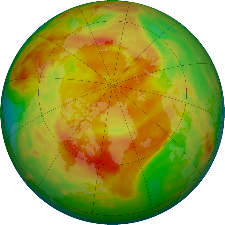 Arctic ozone map for 18 April 1992